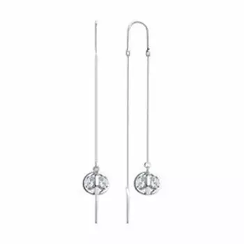 Серебряные серьги-протяжки с фианитами