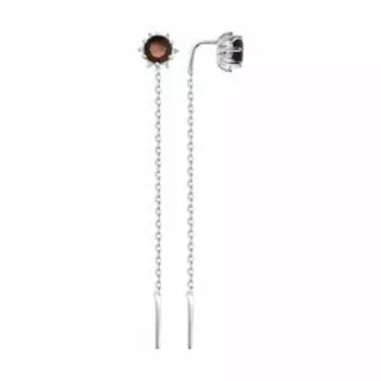 Серебряные серьги-протяжки с гранатами и фианитами