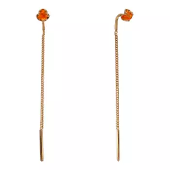 Серебряные серьги-протяжки с натуральными огненными опалами