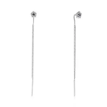 Серебряные серьги-протяжки с сапфирами