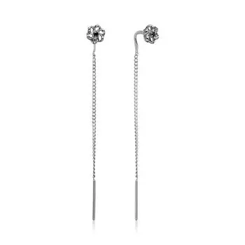 Серебряные серьги-протяжки с сапфирами