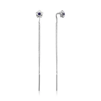 Серебряные серьги-протяжки с сапфирами