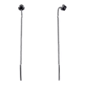 Серебряные серьги-протяжки с сапфирами плетение "Панцирное"