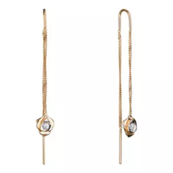 Серебряные серьги-протяжки с топазами плетение "Панцирное"