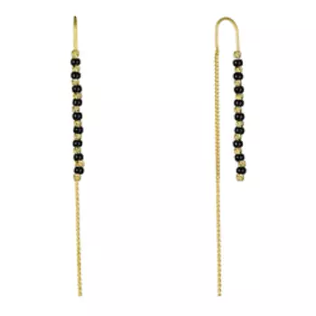 Серебряные серьги-протяжки с ювелирным стеклом