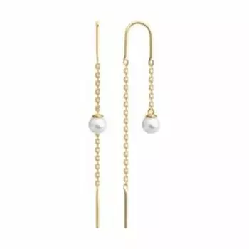 Серебряные серьги-протяжки с жемчугом