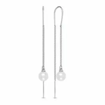 Серебряные серьги-протяжки с жемчугом