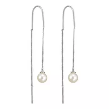 Серебряные серьги-протяжки с жемчугом