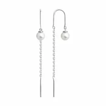 Серебряные серьги-протяжки с жемчугом