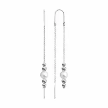 Серебряные серьги-протяжки с жемчугом Swarowski