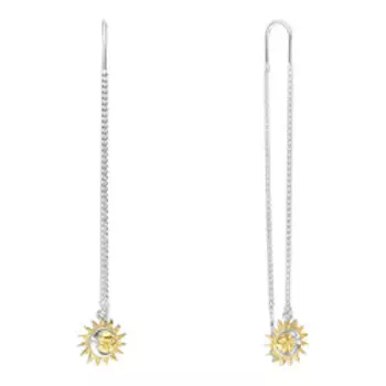 Серебряные серьги-протяжки "Солнце и месяц"