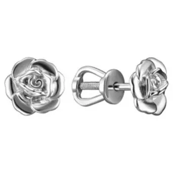 Серебряные серьги-пусеты "Розы"
