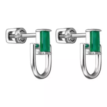 Серебряные серьги-пусеты с агатами