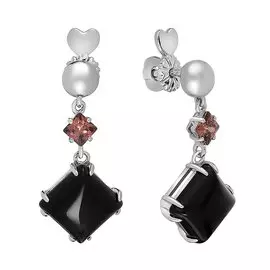 Серебряные серьги-пусеты с агатами