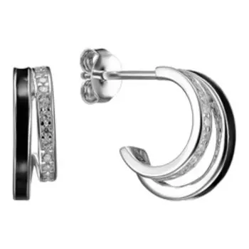 Серебряные серьги-пусеты с эмалью и фианитами