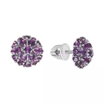 Серебряные серьги-пусеты с аметистами