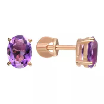 Серебряные серьги-пусеты с аметистами