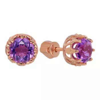 Серебряные серьги-пусеты с аметистами