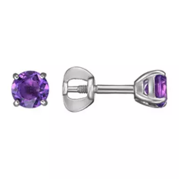 Серебряные серьги-пусеты с аметистами