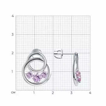 Серебряные серьги-пусеты с аметистами