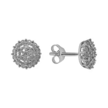 Серебряные серьги-пусеты с бриллиантами