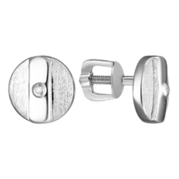 Серебряные серьги-пусеты с бриллиантами