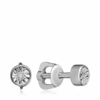 Серебряные серьги-пусеты с бриллиантами