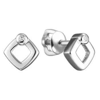 Серебряные серьги-пусеты с бриллиантами