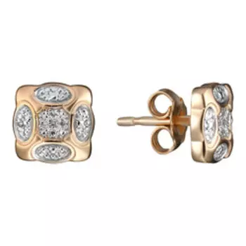 Серебряные серьги-пусеты с бриллиантами