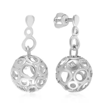 Серебряные серьги-пусеты с бриллиантами