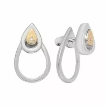 Серебряные серьги-пусеты с бриллиантами и золотом