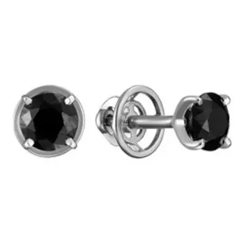 Серебряные серьги-пусеты с черной шпинелью