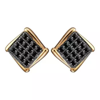 Серебряные серьги-пусеты с черной шпинелью