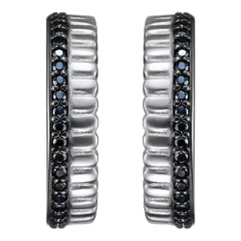 Серебряные серьги-пусеты с черной шпинелью