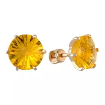 Серебряные серьги-пусеты с цитринами