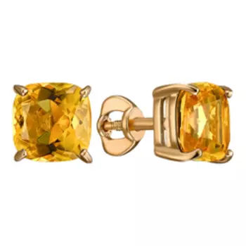 Серебряные серьги-пусеты с цитринами