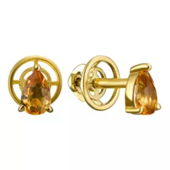 Серебряные серьги-пусеты с цитринами