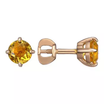 Серебряные серьги-пусеты с цитринами