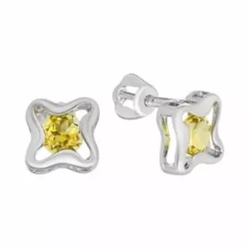 Серебряные серьги-пусеты с цитринами