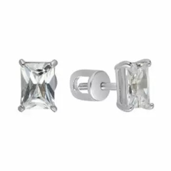 Серебряные серьги-пусеты с фианитами