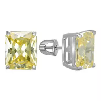 Серебряные серьги-пусеты с фианитами