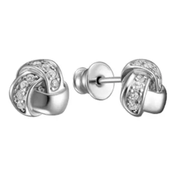 Серебряные серьги-пусеты с фианитами