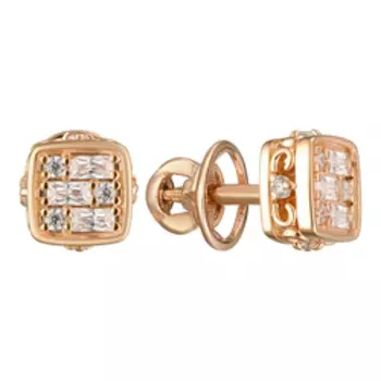 Серебряные серьги-пусеты с фианитами