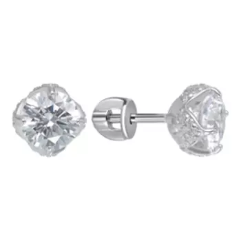 Серебряные серьги-пусеты с фианитами