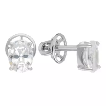 Серебряные серьги-пусеты с фианитами