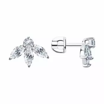 Серебряные серьги-пусеты с фианитами