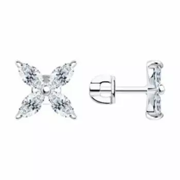 Серебряные серьги-пусеты с фианитами