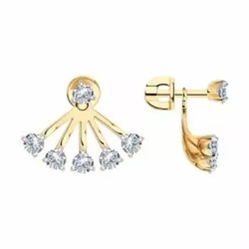 Серебряные серьги-пусеты с фианитами