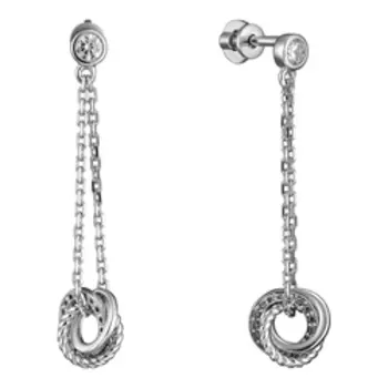 Серебряные серьги-пусеты с фианитами