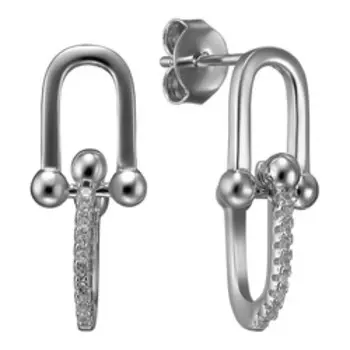 Серебряные серьги-пусеты с фианитами